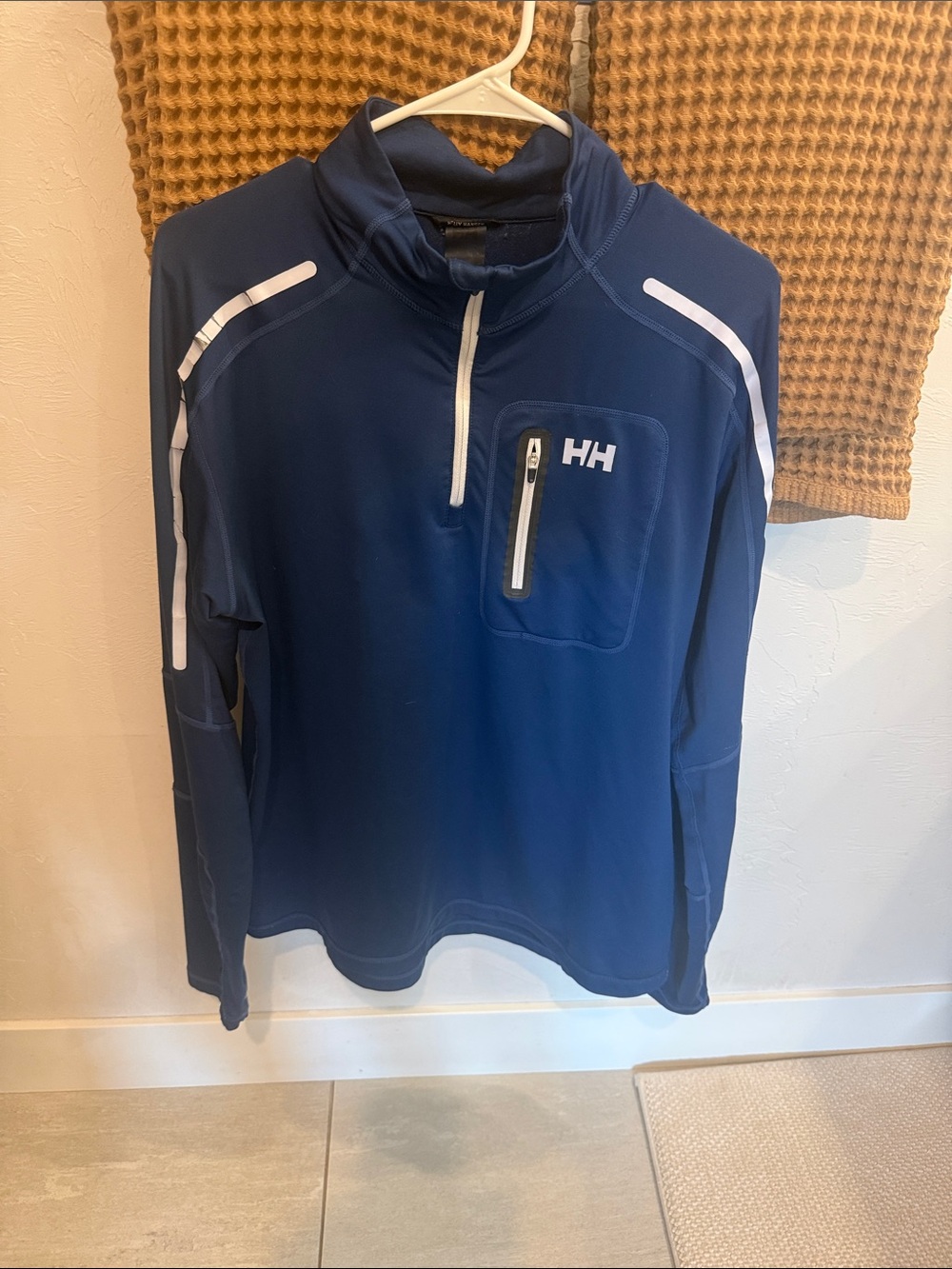 Helly Hansen Navy Blue Quarter-Zip Pullover with White Trim